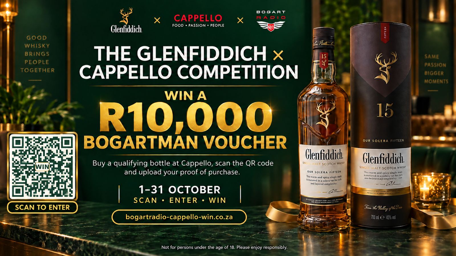 Glenfiddich × Cappello R10,000 Bogartman voucher competition